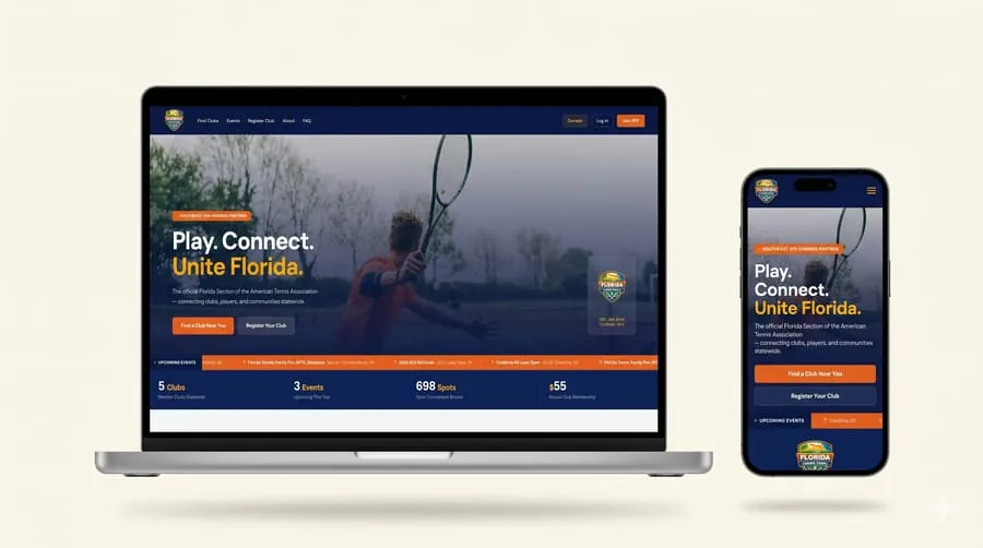 Florida Tennis Family website mockup