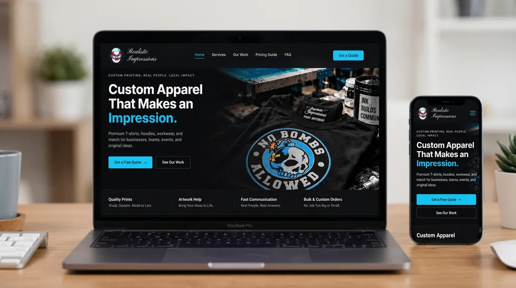 Realistic Impressions website mockup